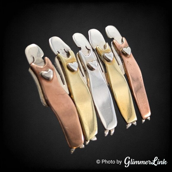 Vintage Far Fetched Tri Tone Sterling Silver Copper Brass Sisterhood Brooch - Picture 2 of 7